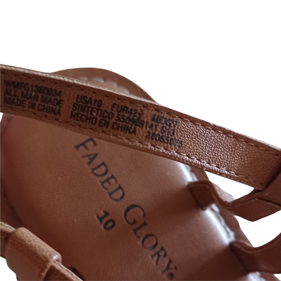 FADED GLORY Colorful Beaded Stripe Print Thong Brown Flat Sandals 10 - Picture 3 of 6